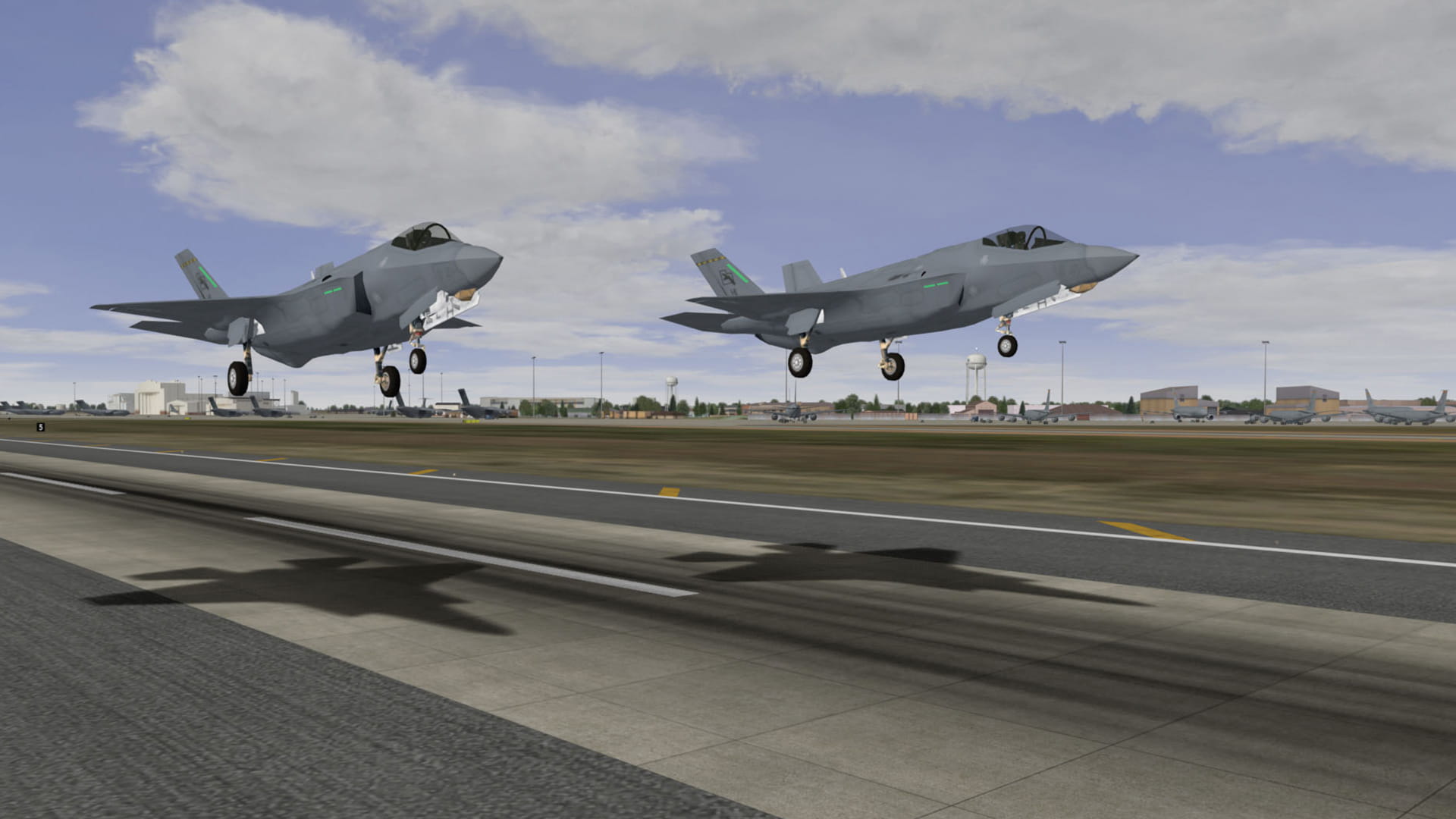 Two computer-generated F-35 fighters projected via Collins EP-80