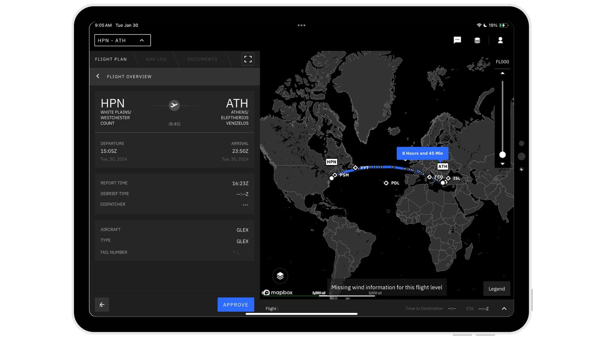 Screenshots of Flight Profile Optimization app