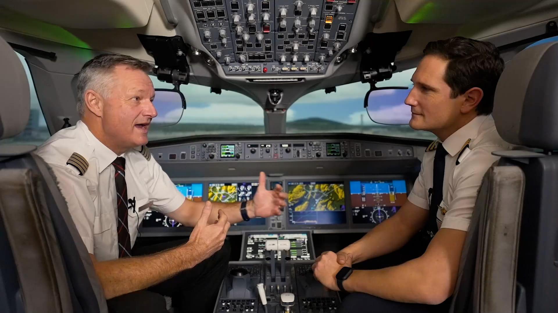Pilots in a flight deck