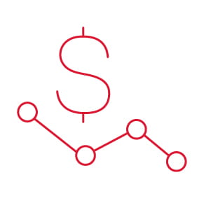 Icon of a U.S. dollar sign and a molecule chain