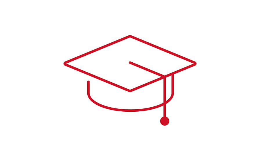 Graduation cap RTX red icon