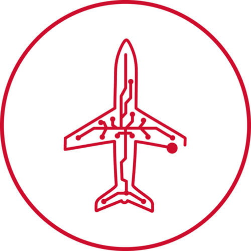 Plane integrated parts RTX red icon