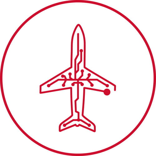 Plane integrated parts RTX red icon