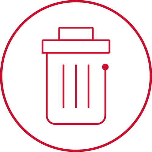 Waste in circle RTX red icon