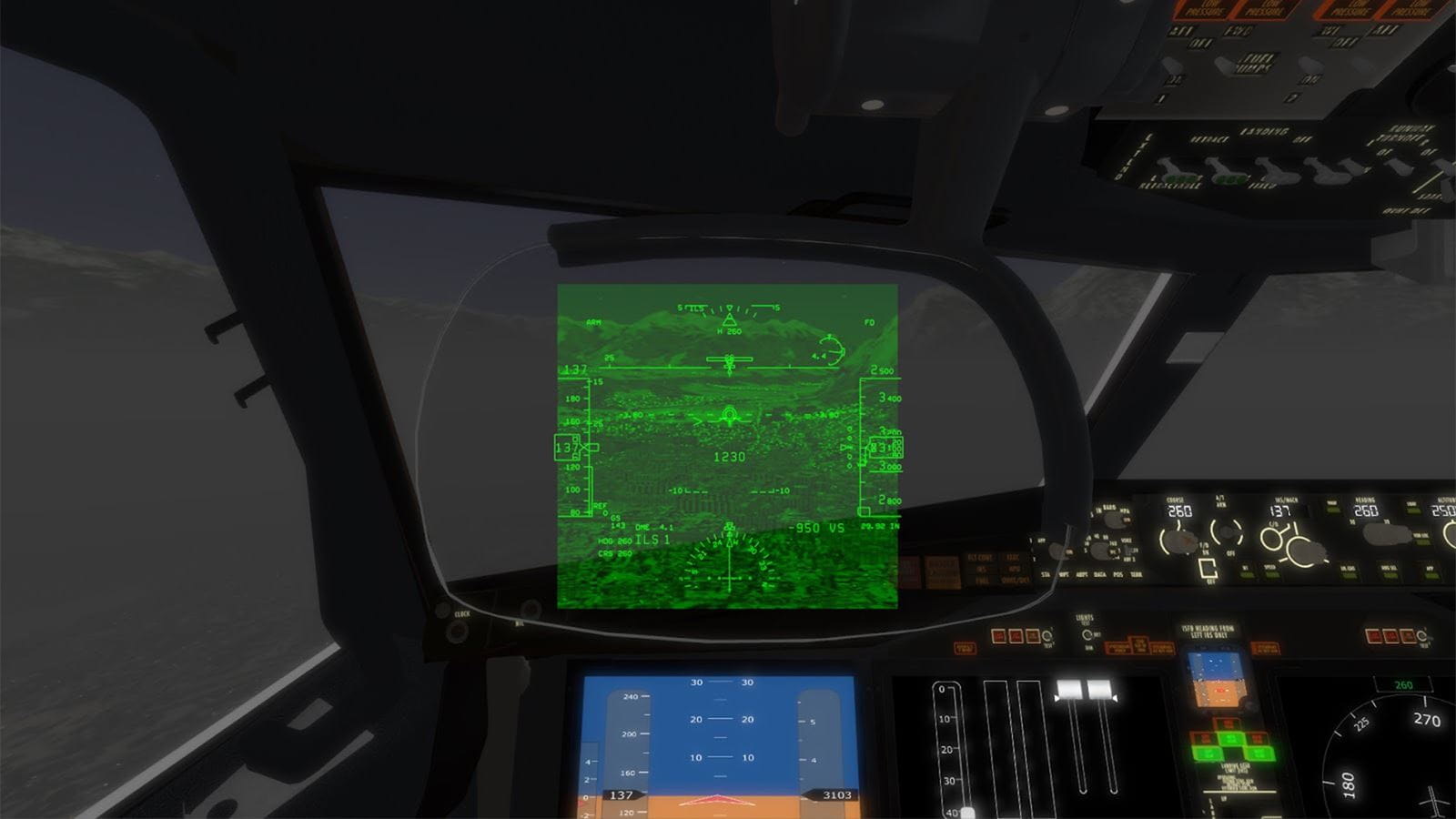 head-up display inside cockpit