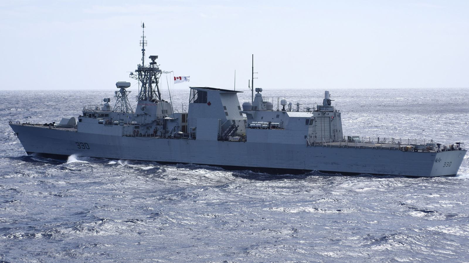 Royal Canadian Navy ship in ocean