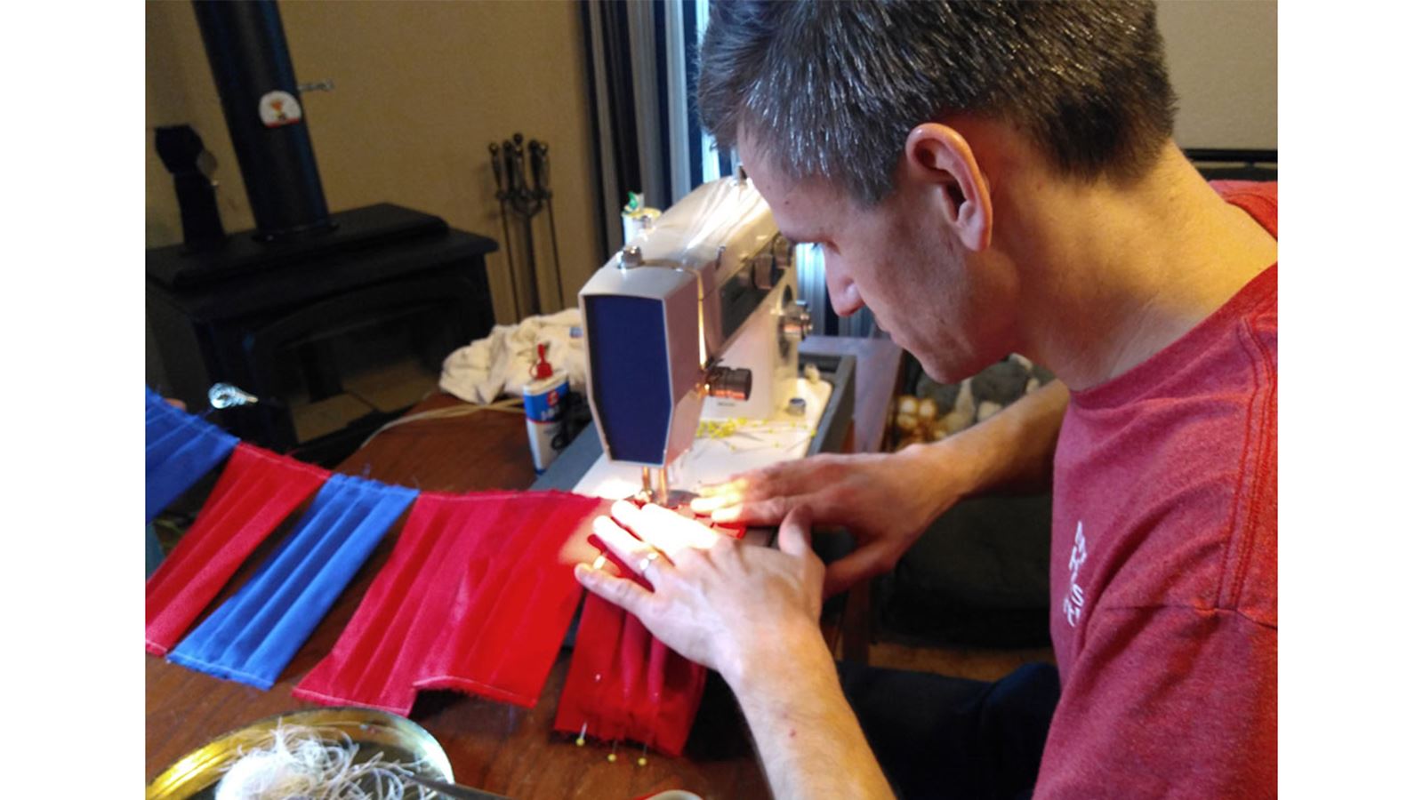 Daniel Snodgrass sewing PPE