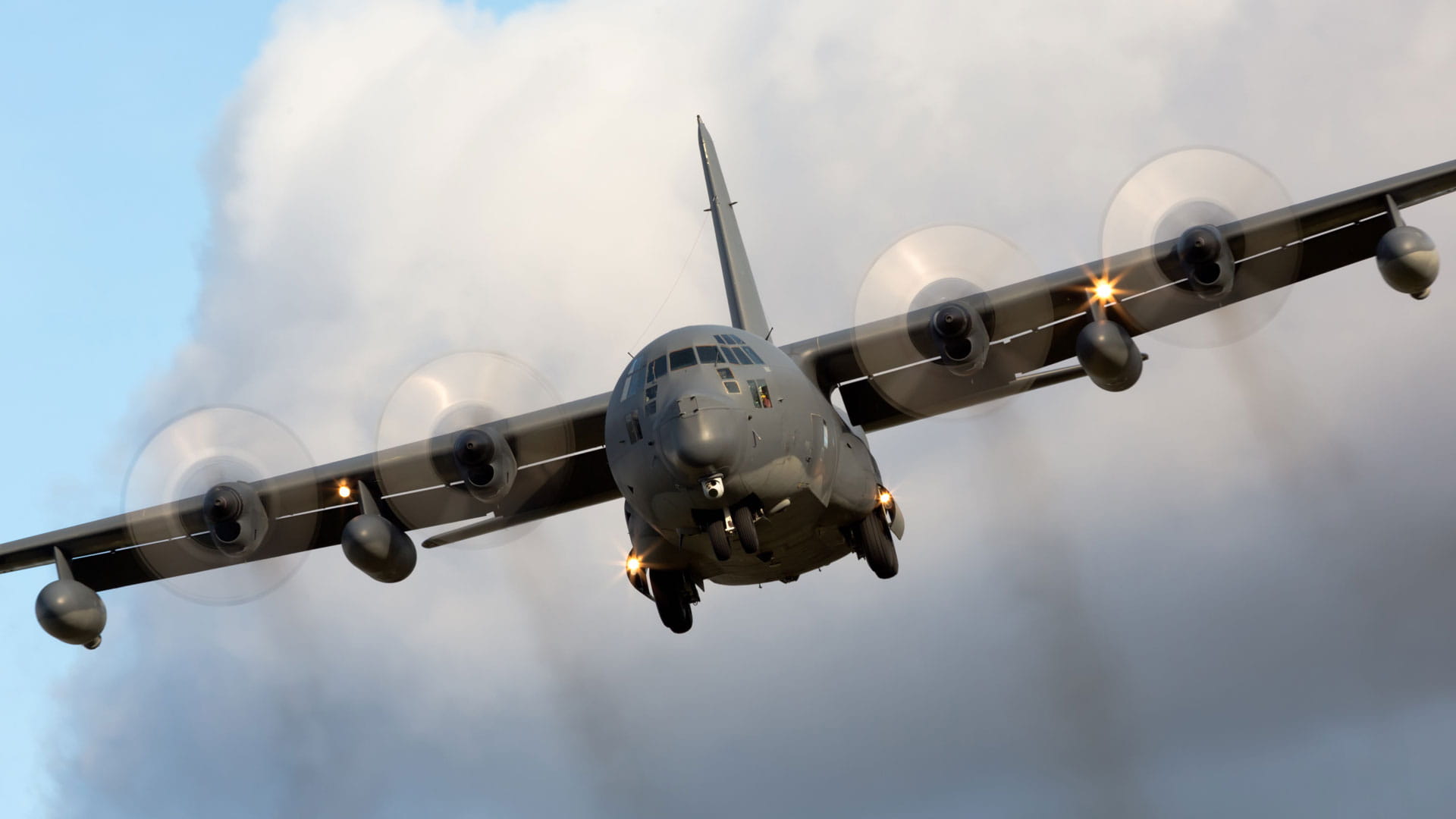 Military plane on flight