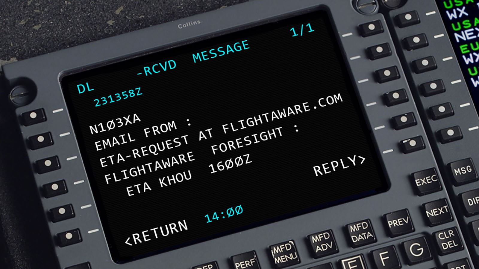Data on an aircraft flight display