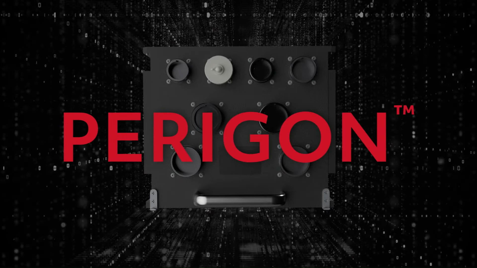 Perigon vehicle management computer with the text 'Perigon' overlaid