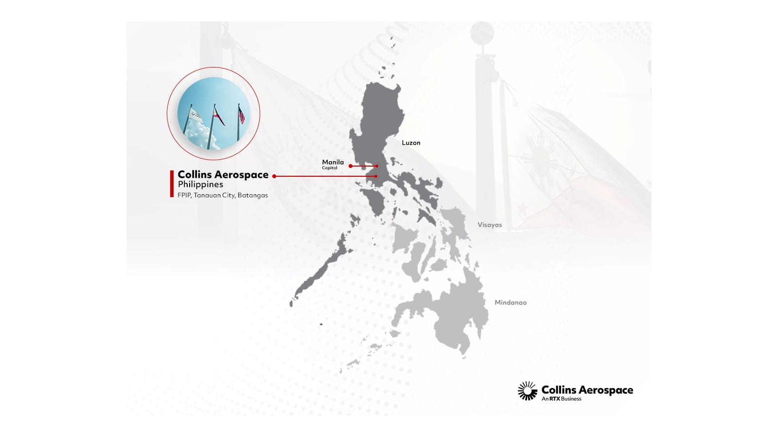 A map of the Philippines with Collins' location pinpointed