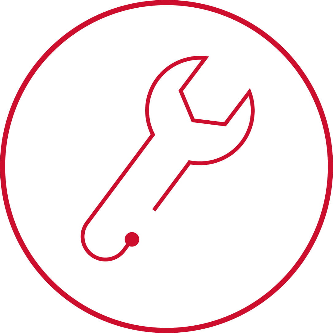 Collins wrench icon in circle