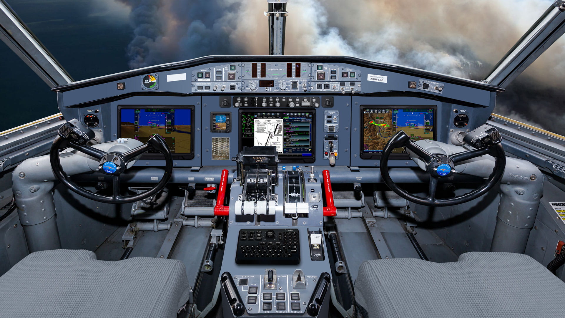 Canadair CL-415 plane cockpit