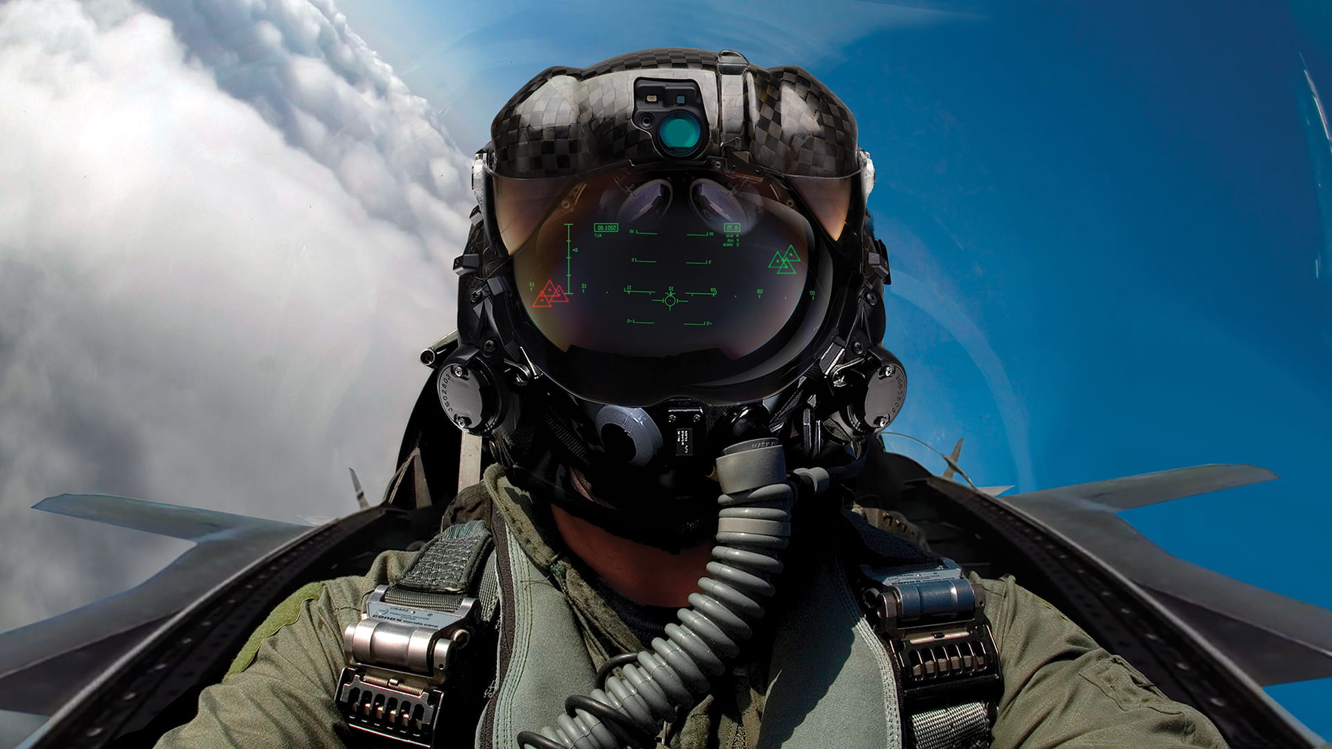 A fighter pilot in flight