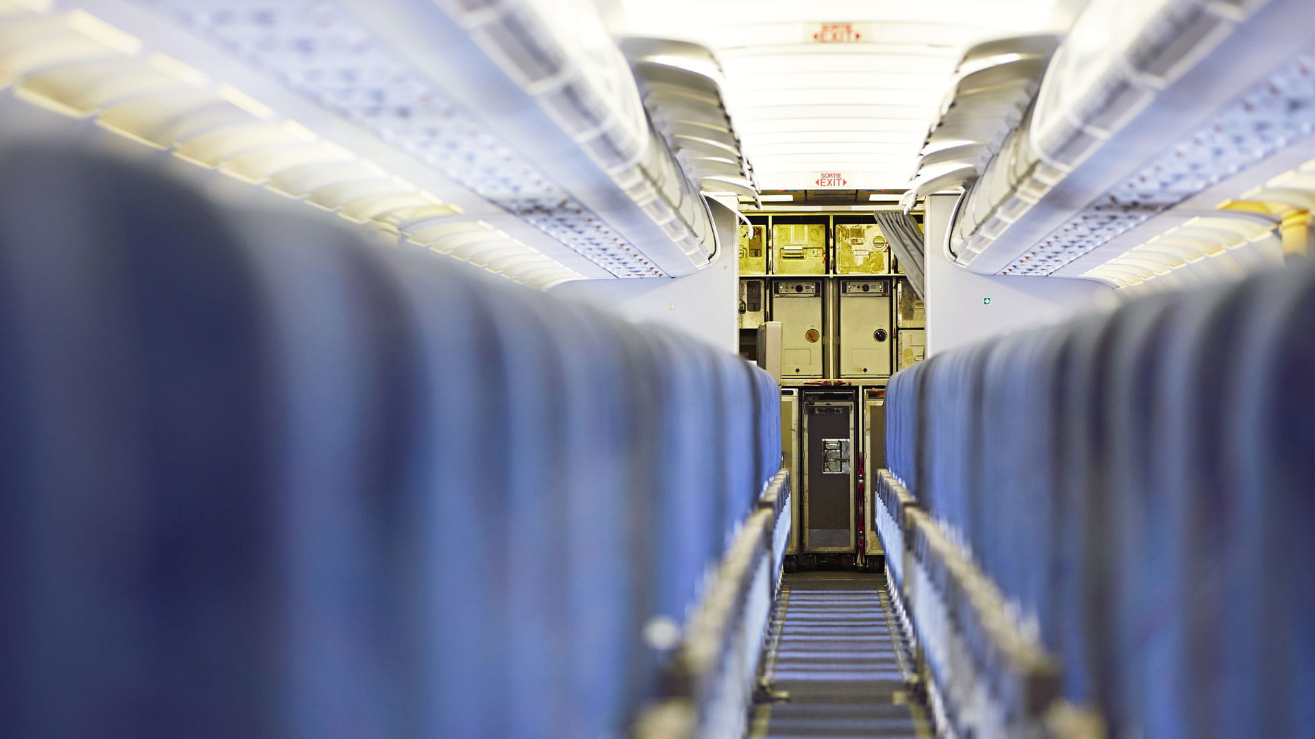 An airplane cabin aisle