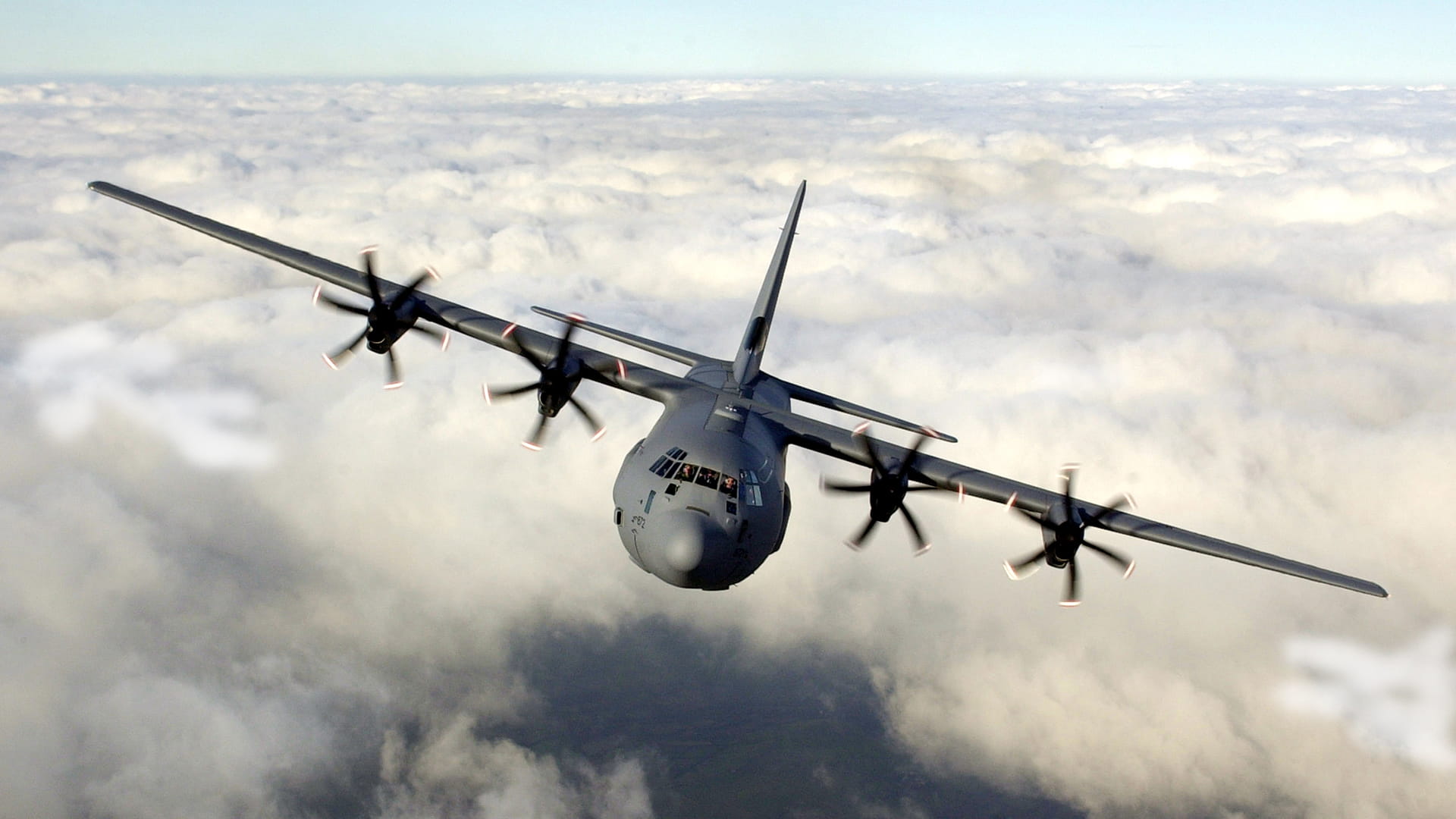 Military C-130 plane in flight