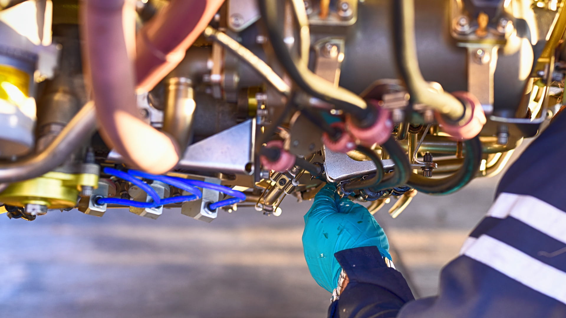 a technician repairing wires