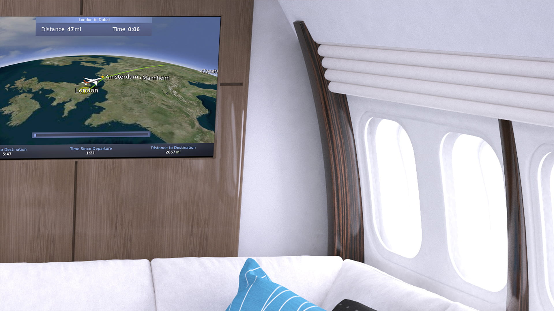 couch in a private jet