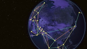 a computer generate image of a globe and satellite network