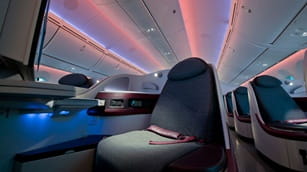 luxurious first class seating in airplane