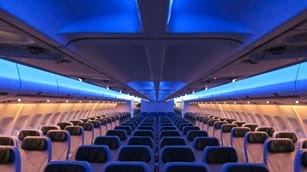ambient lighting inside  airplane cabin