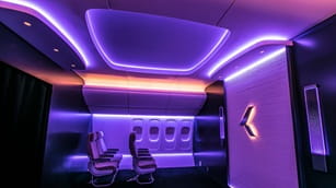 ambient lighting inside airplane cabin