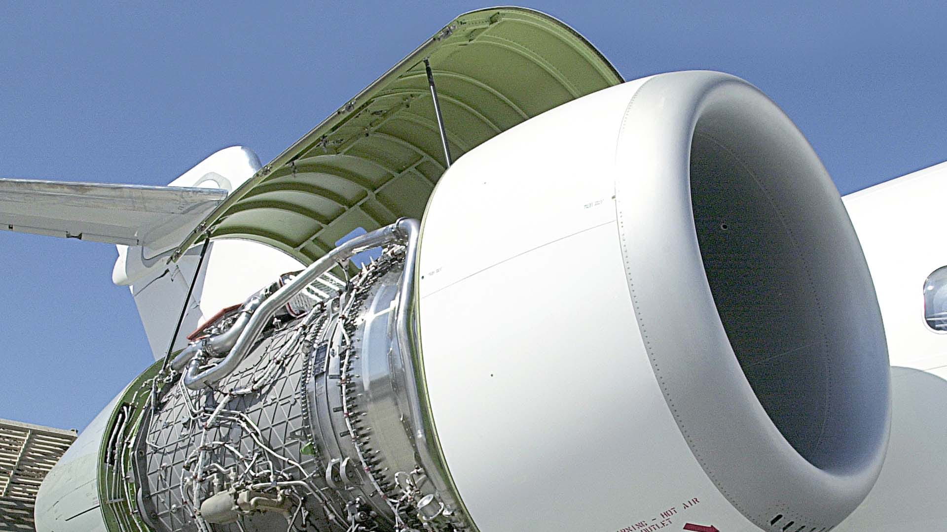 the inside of an airplane turbine engine