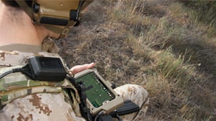 Soldier using handheld device