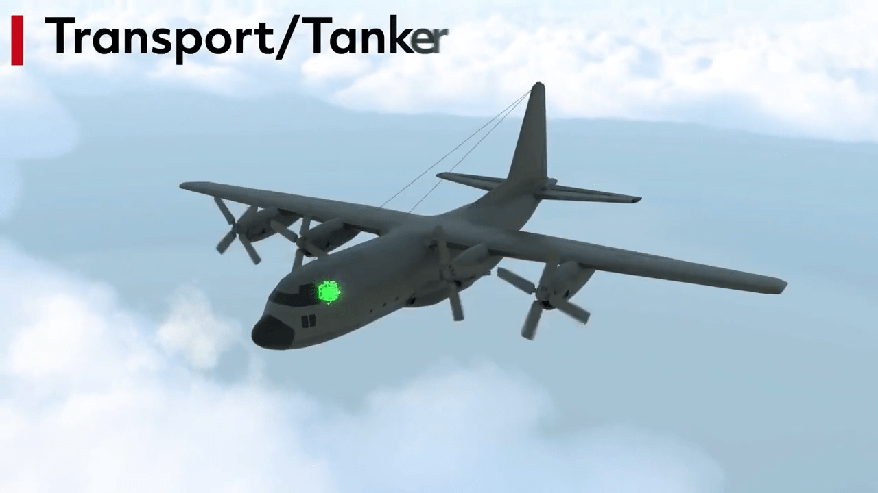 Computer illustration of a tanker transport aircraft