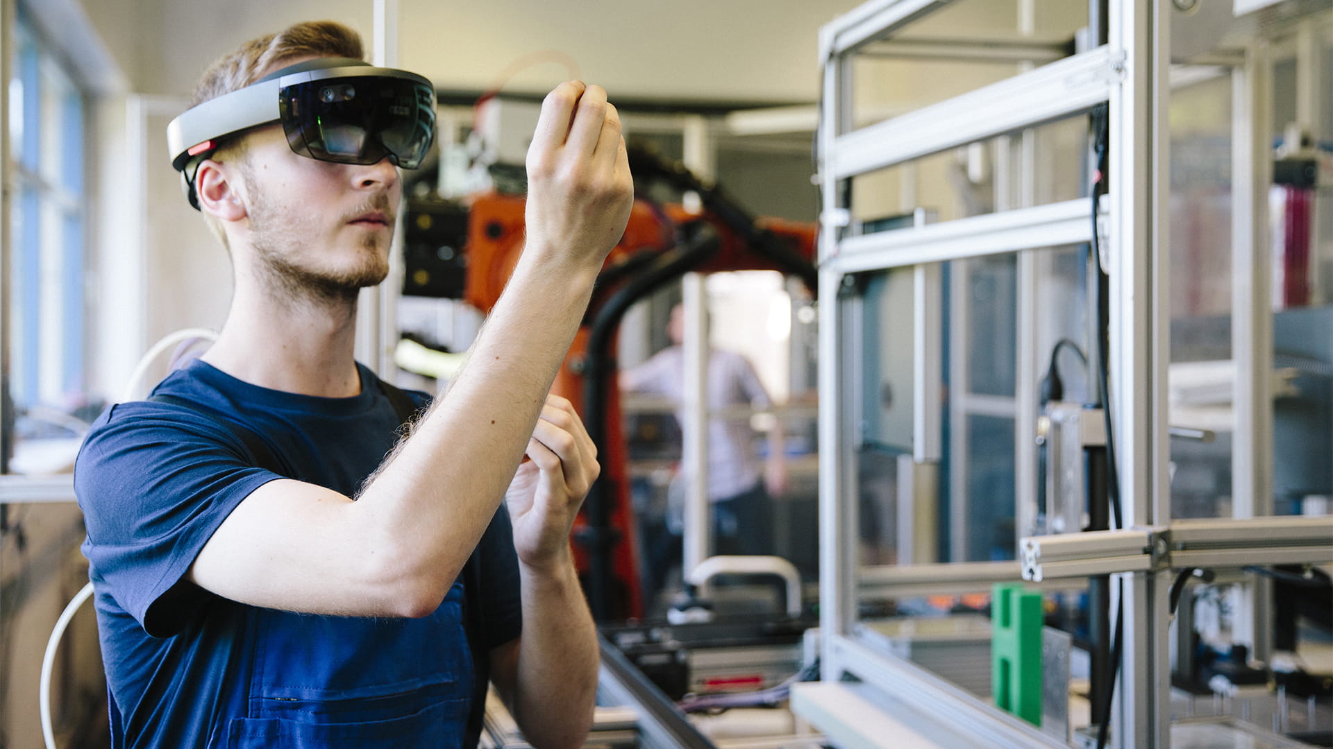 Engineer works with a head-mounted display