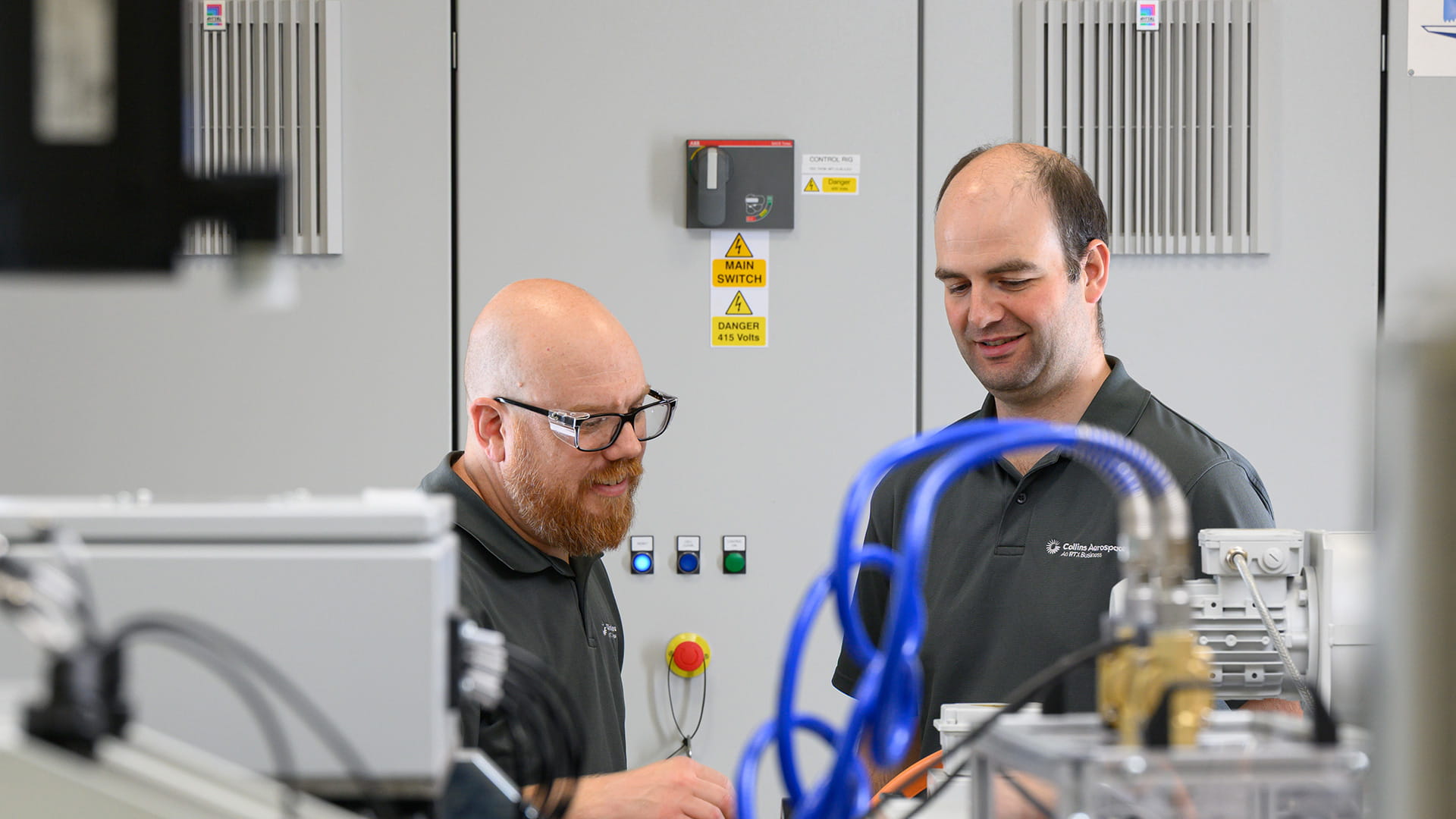 Two men in a test lab
