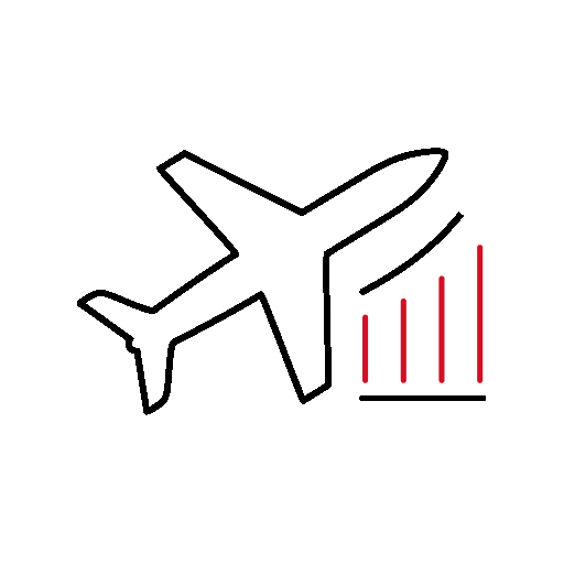 Icon of an airplane next to a chart