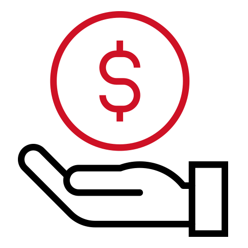 An icon of a palm under a U.S. dollar sign inside a circle. The icon represents cost savings.