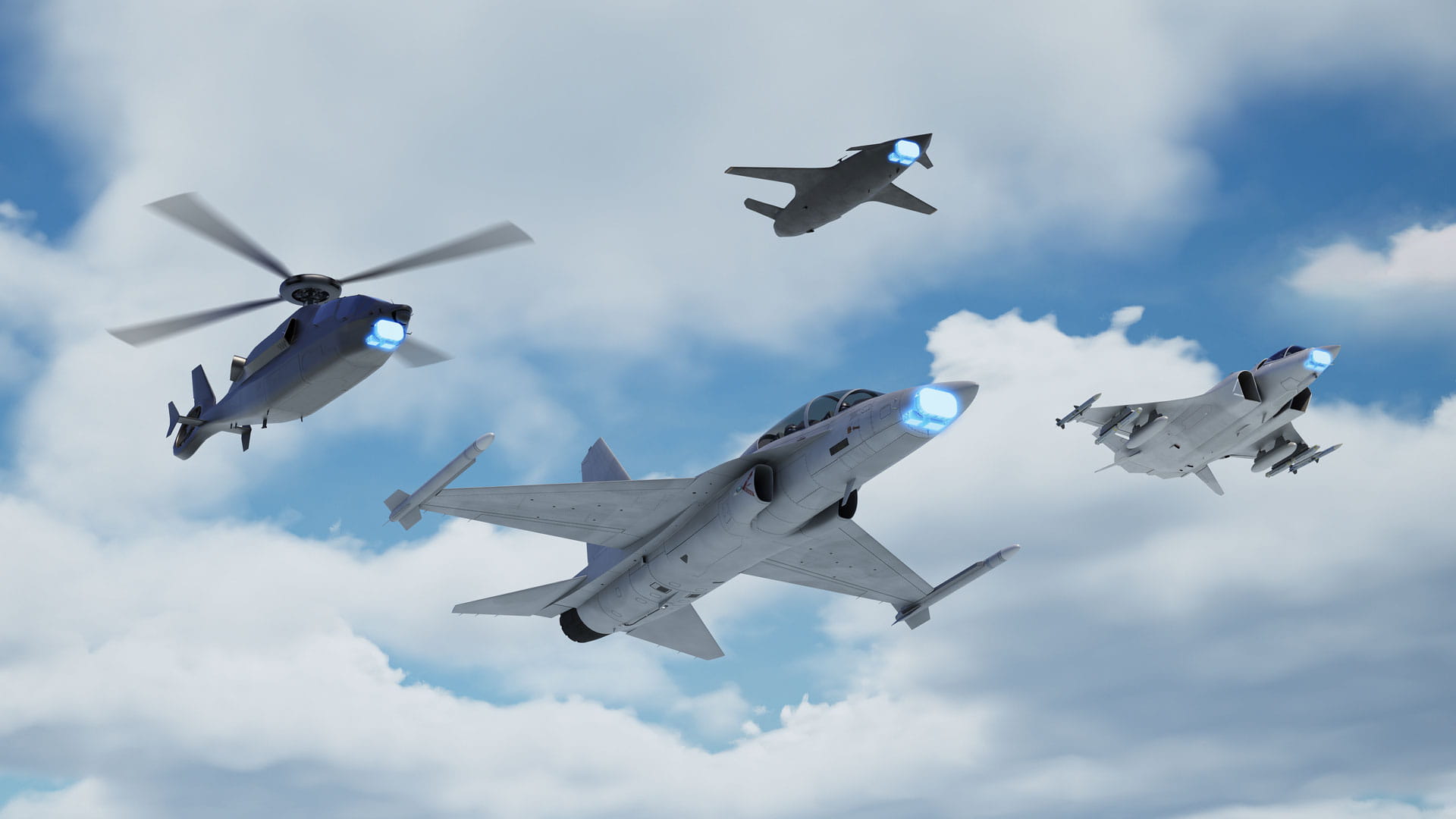 Concept rendering of 4 military aircraft