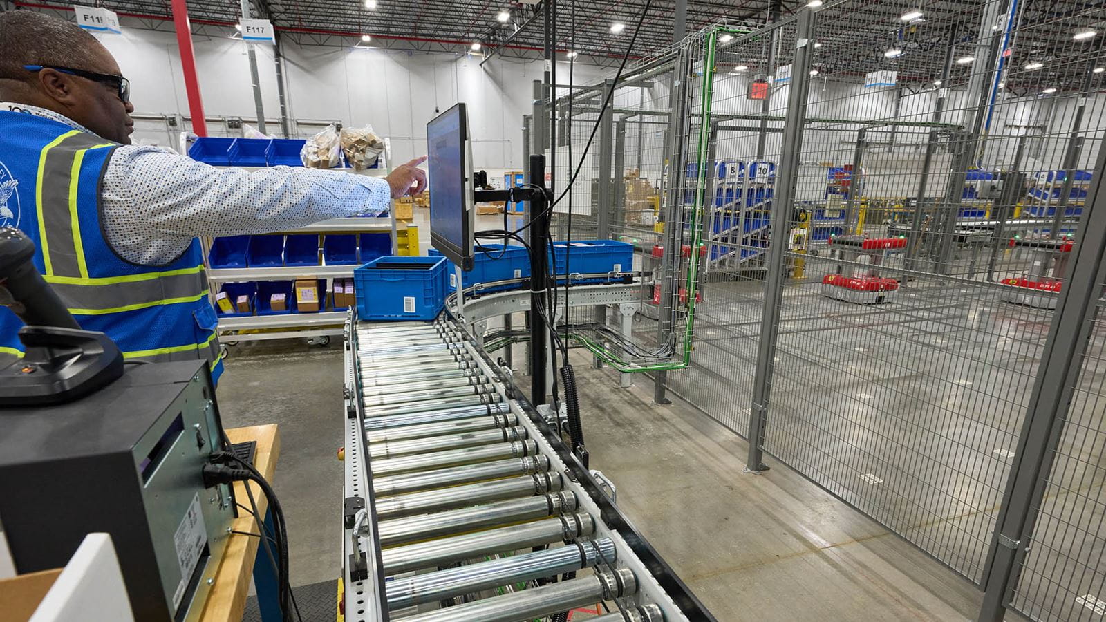 Interior of a warehouse with automated machinery