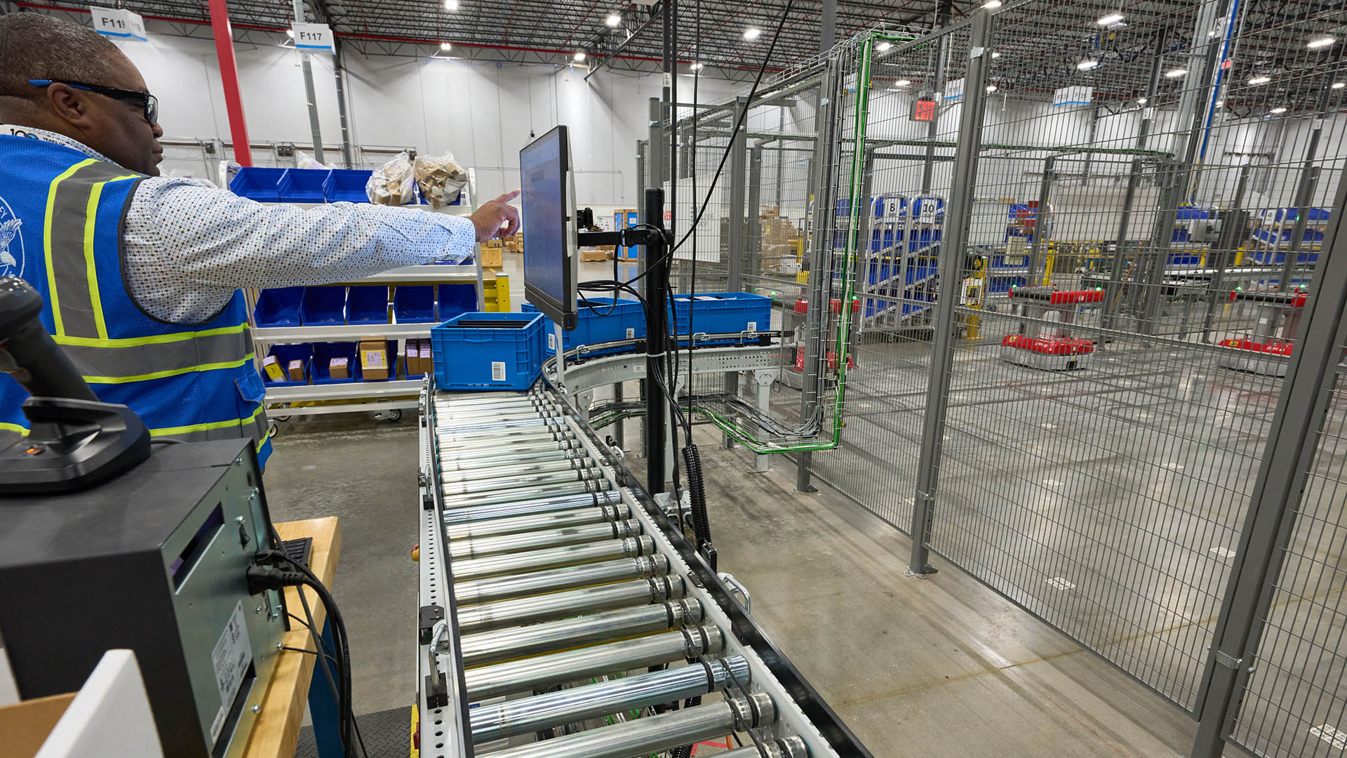 Interior of a warehouse with automated machinery