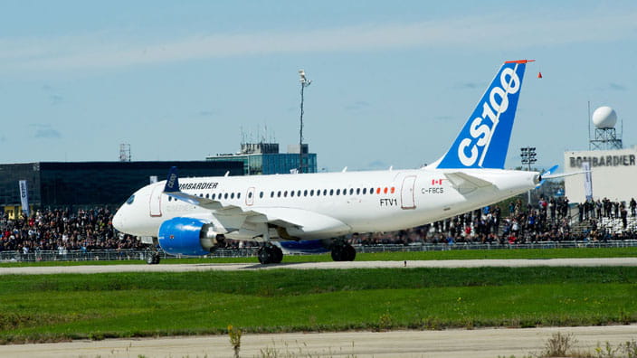 The Bombardier CS100 has a successful first flight