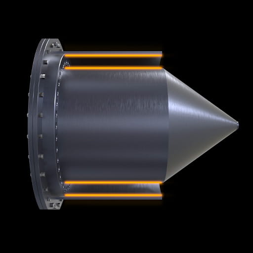 Computer illustration of the combustion chamber of a rotating detonation engine