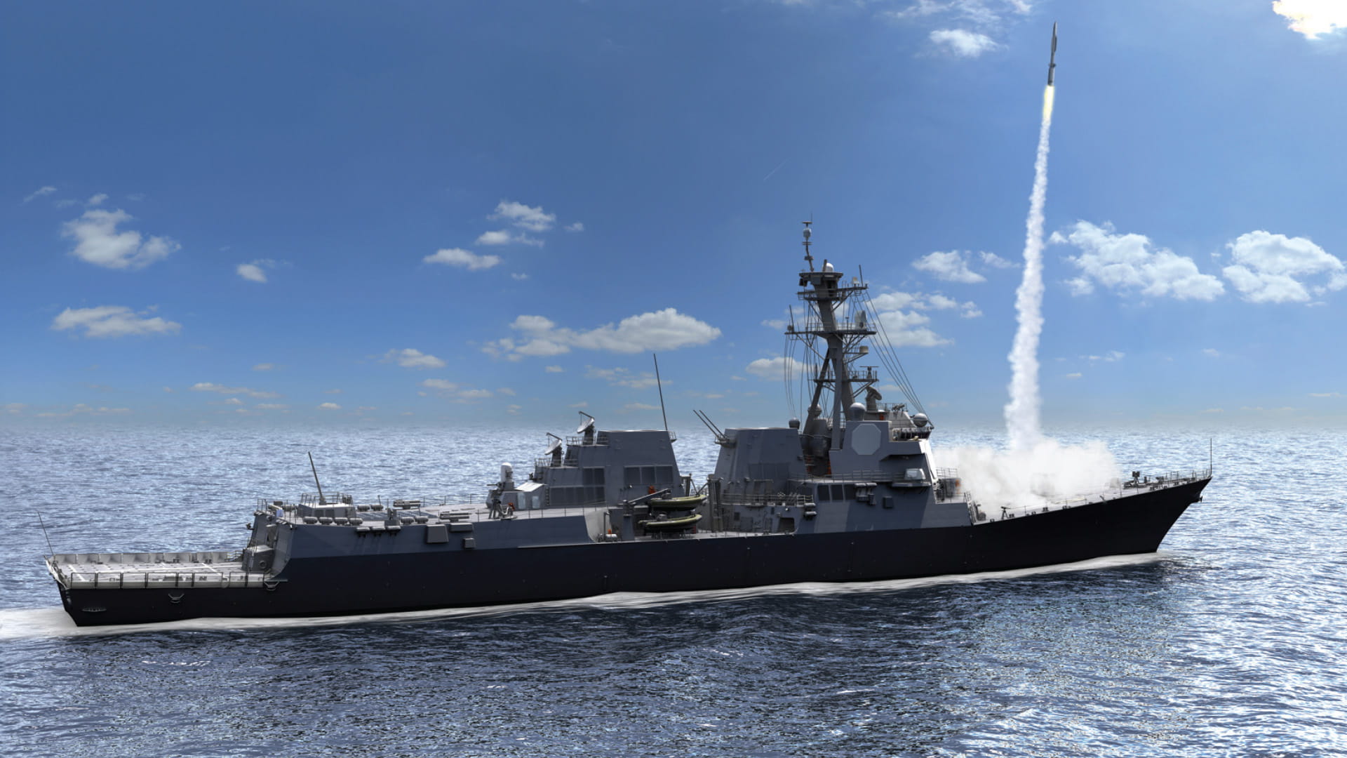 open ocean missile launch from navy ship