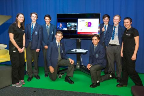 Students from Marist College together with presenters from Questacon at the finale event of the 3D Design Virtual Excursion