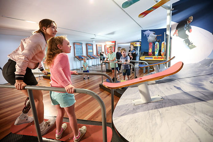 Australian Paralympian Snowboarder Joany Badenhorst joins the first group of children in Canberra to experience MathsAlive!