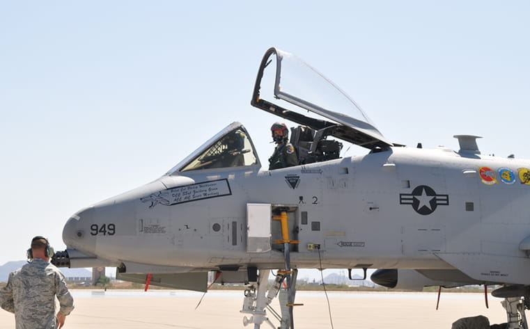 Jim "Meegs" Meger taxis back from a sortie in an A-10 Warthog