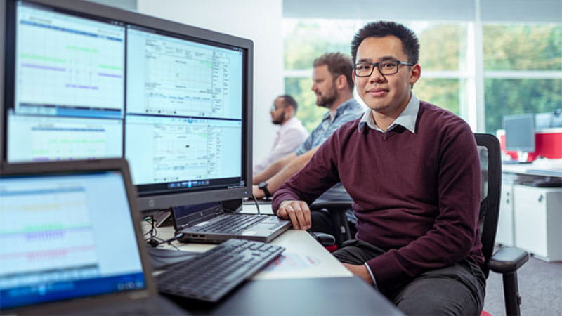 an engineer working in an office environment