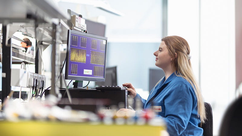 lab technician analyzing data