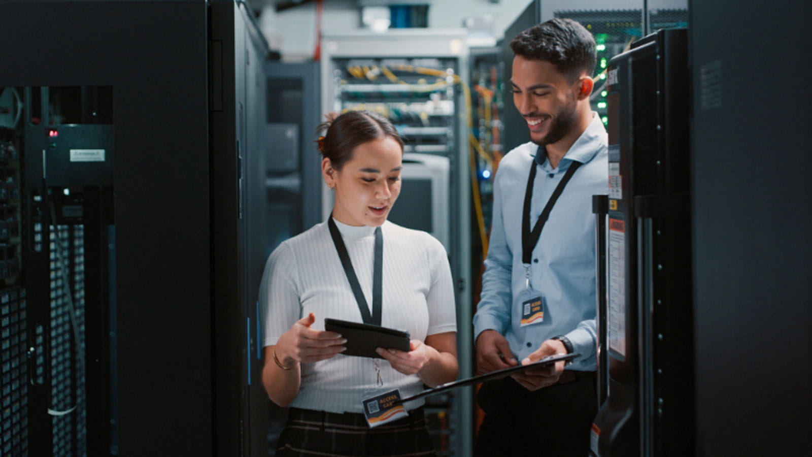 data network engineers in a data center