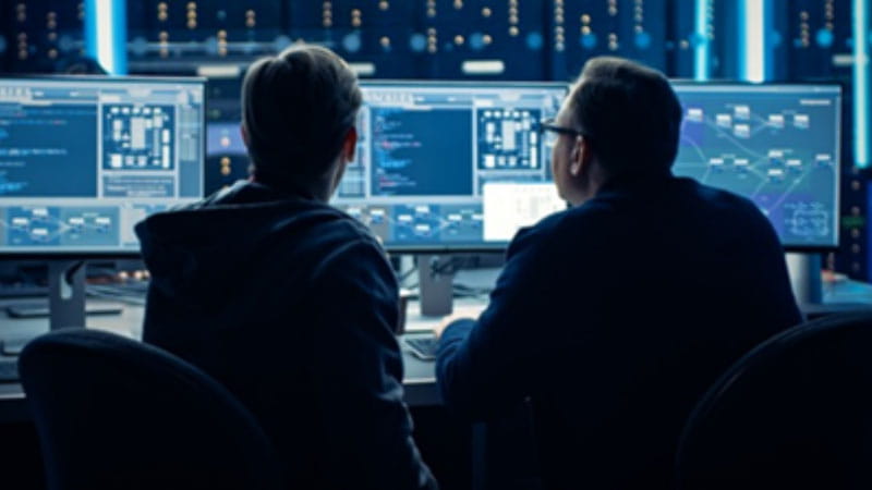 software developers infront of computer monitors
