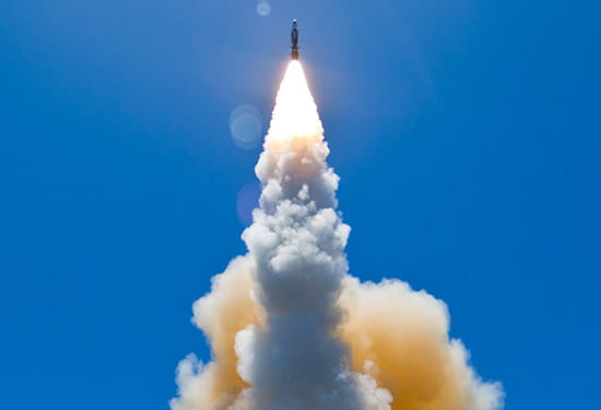 A Raytheon Standard Missile-6 is launched from a U.S. Navy ship during recent testing.
