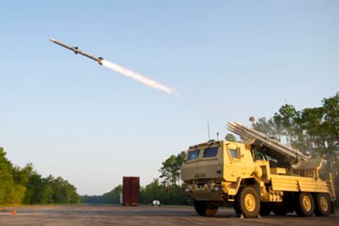 Norway fired one AMRAAM AIM-120C7 missile from a National Advanced Surface to Air Missile System High Mobility Launcher during the Thor’s Hammer international firing exercises in Sweden. The missile, originally developed for the U.S. military, is now sold to 35 foreign military allies.<br />(<a href="https://www.raytheon.com/sites/default/files/2017-10/4_27.jpg" target="_blank">Download High Res Photo</a>)