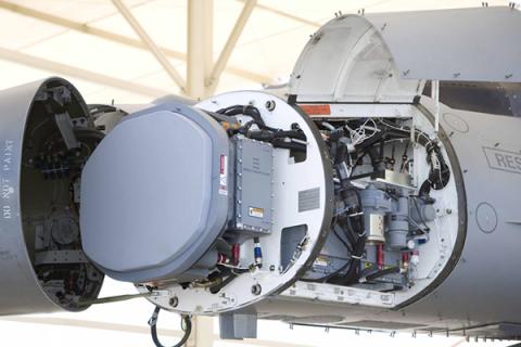 The Raytheon Advanced Combat Radar in the nose of an F-16 Fighting Falcon. (Download High Resolution Photo)