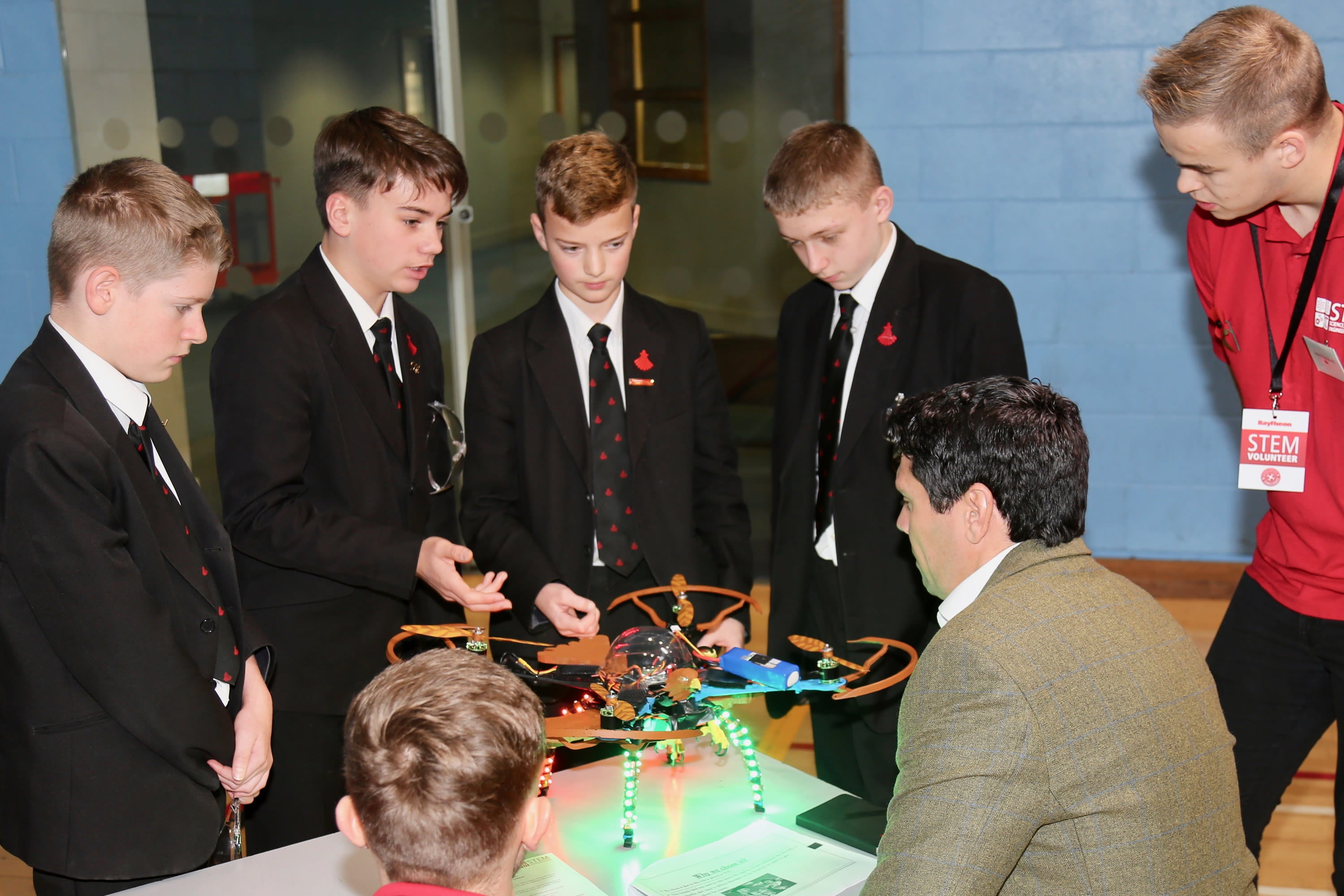 A participant gives a 10-minute presentation to explain the design processes and how he and his team managed their project. The Raytheon UK Quadcopter Challenge gives young people practice in a full range of engineering tasks, from the first sketches to the big sales pitch